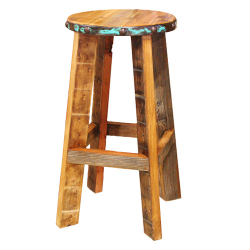 Turquoise Barnwood Barstool