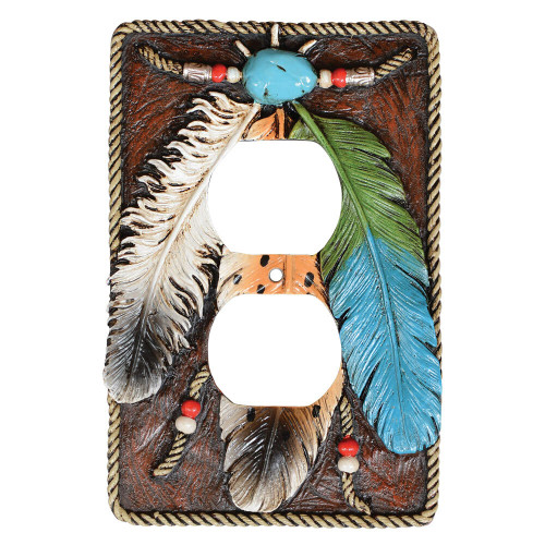 Turquoise Feather Outlet Cover