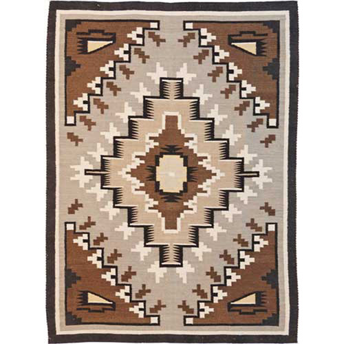 Two Gray Hills Brown Rug 4 x 6 Lone Star Western Decor