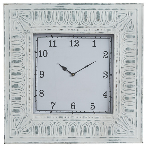 Vintage Cream Metal Tile Wall Clock