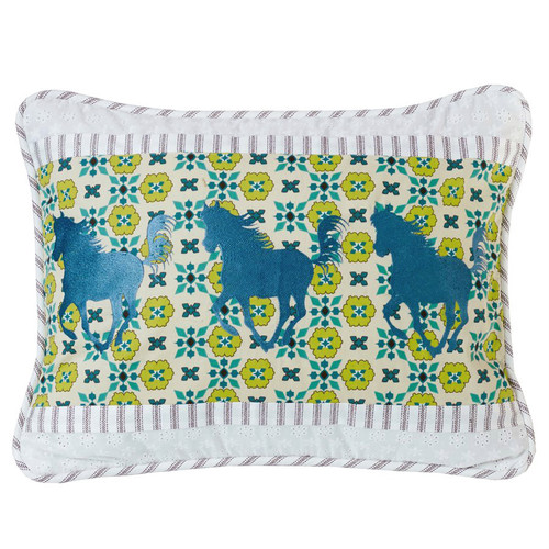 Western Spring Horse Embroidered Accent Pillow