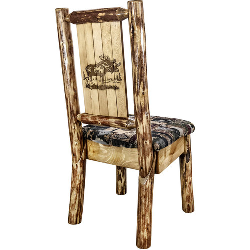 Woodsman Woodland Upholstery Side Chair with Laser-Engraved Moose Design