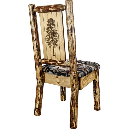 Woodsman Woodland Upholstery Side Chair with Laser-Engraved Pine Tree Design