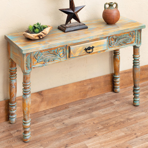 Turquoise Ways Carved Sofa Table