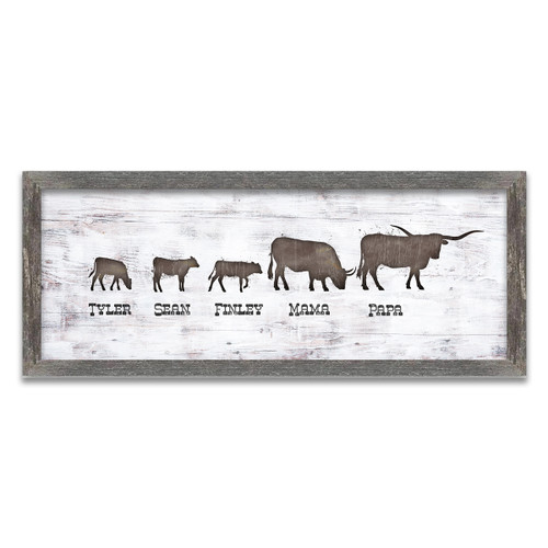 Longhorn Family Personalized Framed Canvas