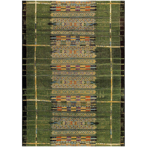 Tribal Stripes Green Indoor/Outdoor Rug - 7 x 9