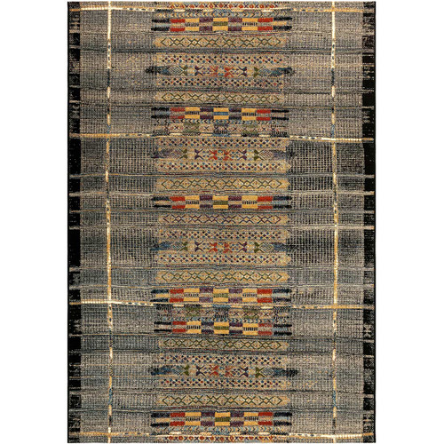 Tribal Stripes Black Indoor/Outdoor Rug - 5 x 8