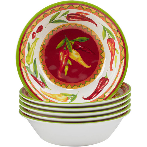 Chili Peppers All Purpose Bowls - Set of 6