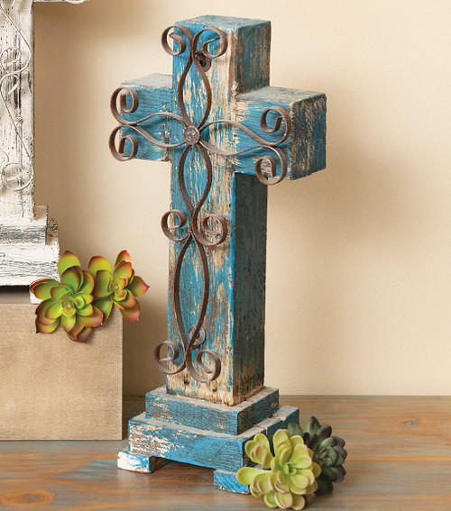 Alamo Pedestal Cross - Turquoise