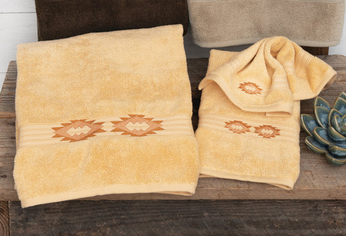 Aztec Sky Gold Embroidered Towel Collection - CLEARANCE