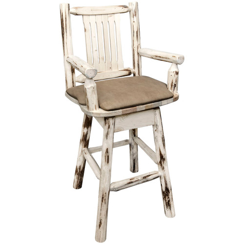 Asheville Captain's Swivel Counter Stool - Buckskin Upholstery