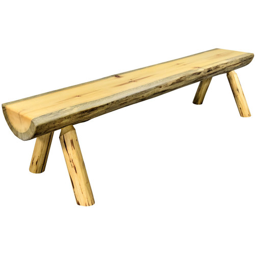 Asheville Outdoor Half Log Bench - 6 Foot