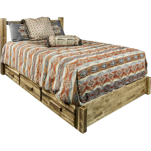 Denver Platform Bed with Storage - King - Stained & Lacquered