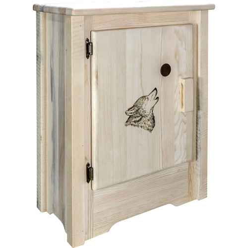 Denver Cabinet with Engraved Wolf - Left Hinged - Lacquered