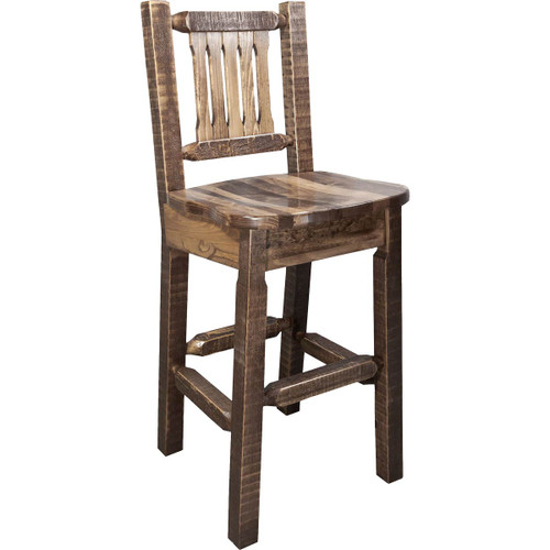 Denver Counter Height Barstool with Back - Stained & Lacquered