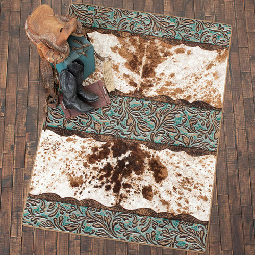 Vaquero Turquoise Cowhide Rug - 8 x 11