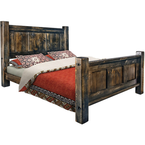 Lima Sawn Bed with Iron & Jacobean Stain
