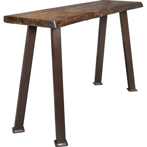 Lima Live Edge Console Table with Forged Iron Legs & Provincial Stain