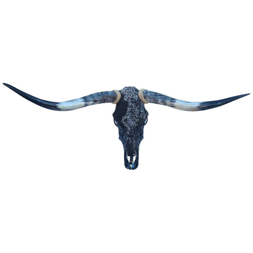 Authentic Longhorn Skull with Black Cowhide & Glass