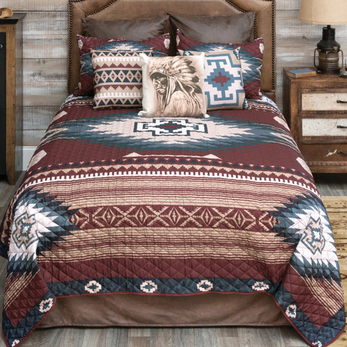 Crimson Durango Mesa Quilt Bed Set - King