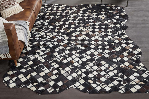 Cowhide Mosaic Rugs - Black