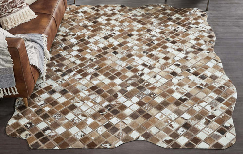 Cowhide Mosaic Rug - Multi Brown - 8 x 12