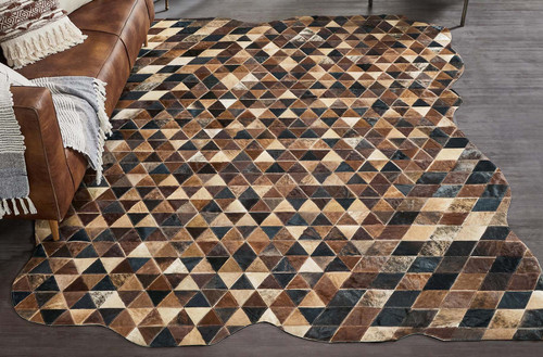 Cowhide Mosaic Rug - Brown - 8 x 10