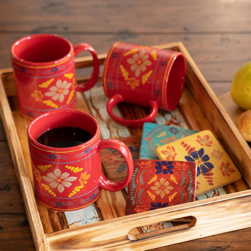 Southwest Bloom Mug & Coaster Set - Rouge - OUT OF STOCK UNTIL 10/28/2024