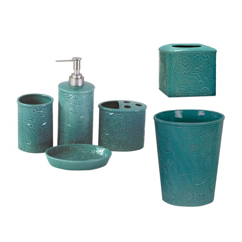 Savannah Turquoise Ceramic Bathroom Set - 6pcs
