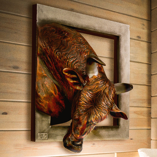 Bowing Bull Head Wall Sculpture