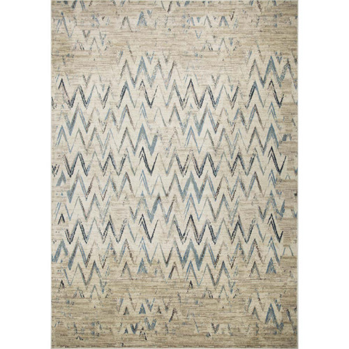 Ivory & Blue Chevron Rug - 8 x 11