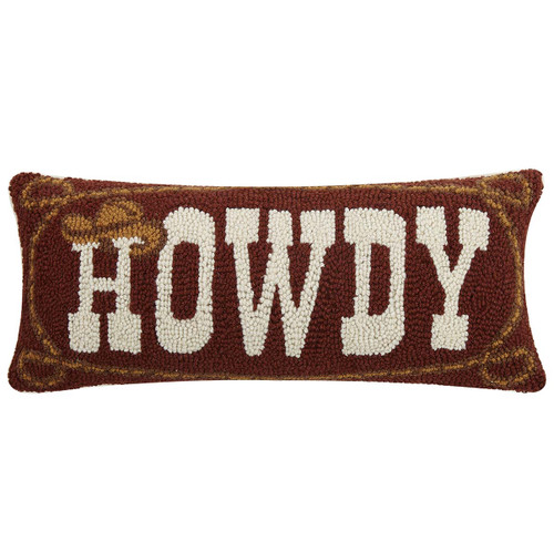 Cowboy Greetings Hooked Pillow - OUT OF STOCK UNTIL 06/10/2024