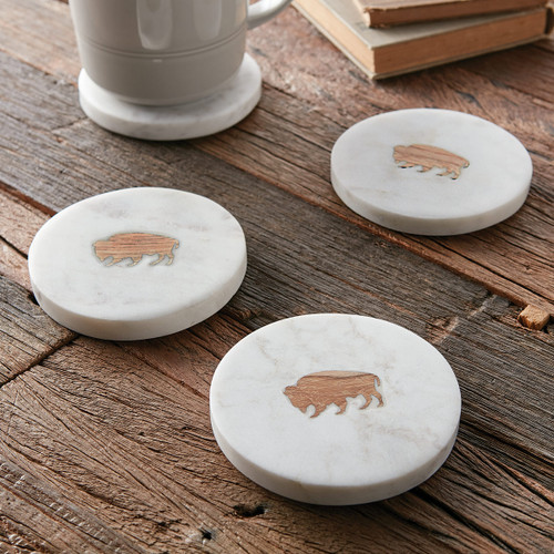 American Bison Marble Coasters - Set of 4