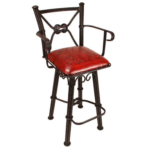 Coronado Swivel Counter Stool w/Arms - Colonial Red