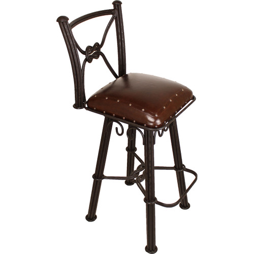 Coronado Swivel Barstool - Plain with Tacks Antique Brown