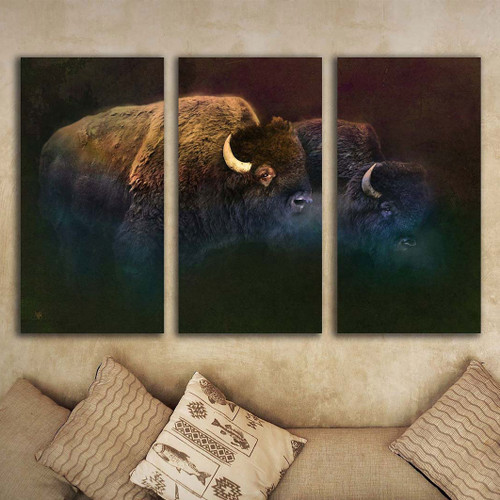 Bison Mist Triptych Gallery Wrapped Panels