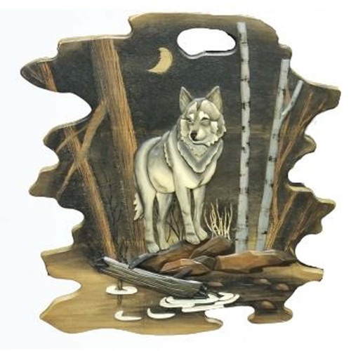 Wolf in Trees Wood Wall Art