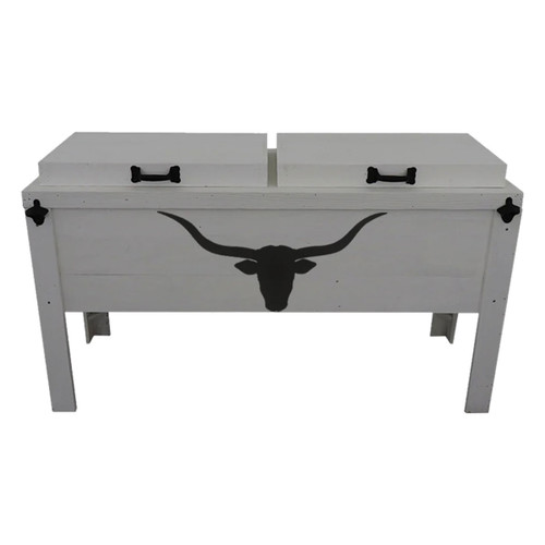 Longhorn Silhouette Double Cooler - White