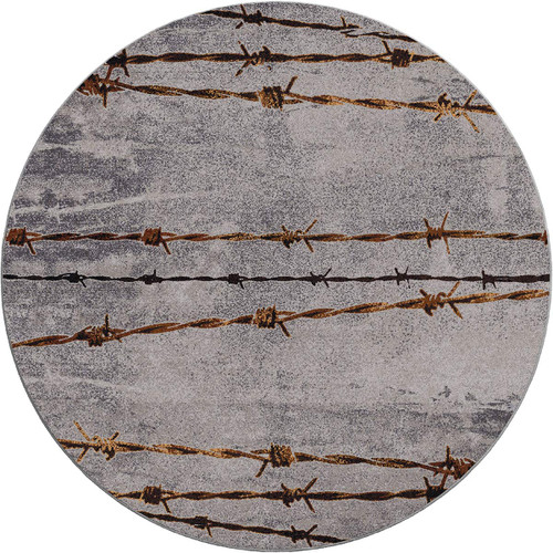 Barbed Wire Gray Rug - 8 Ft. Round