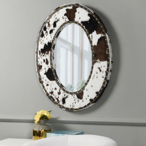 Brown & White Faux Cowhide Mirror