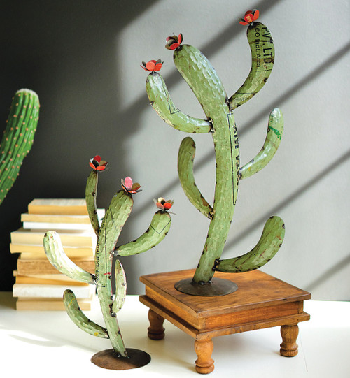 Dancing Cactus Metal Sculptures - Set of 2