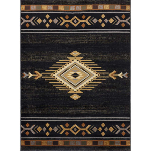 Gold Rush Diamond Black Rug - 5 x 7