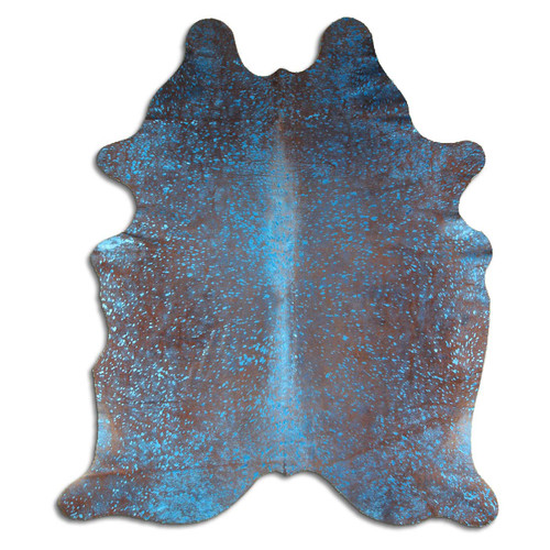 Metallic Blue & Brown Cowhide Rug - Large