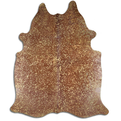 Gold Specked Brown Cowhide Rug - Large