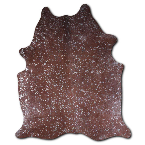 Silver Specked Brown Cowhide Rug - Medium