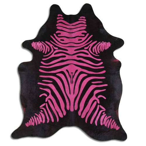 Magenta Zebra Cowhide Rug - Large