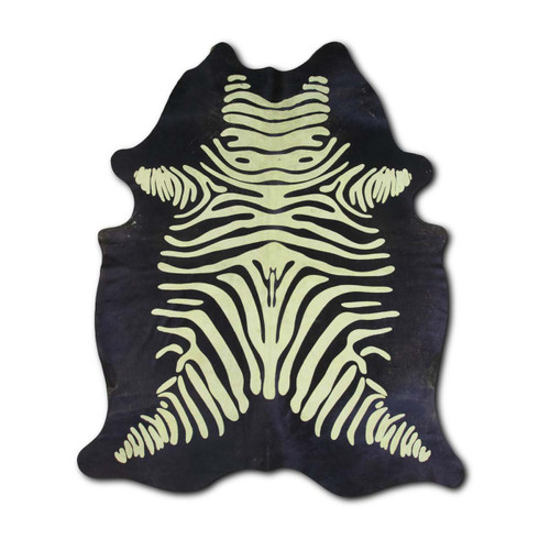 Lime Zebra Cowhide Rug - Medium