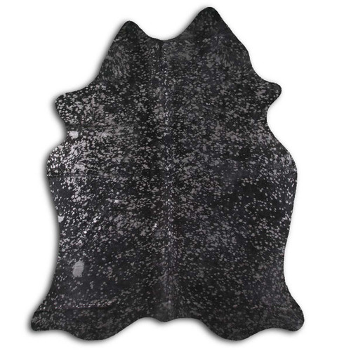 Graphite Specked Black Cowhide Rug - Medium