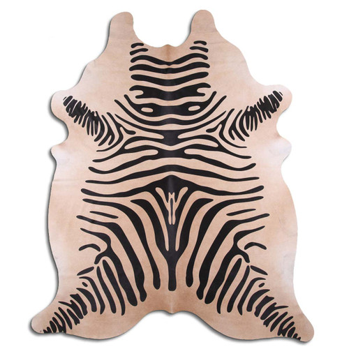 Printed Zebra Beige Cowhide Rug - Medium