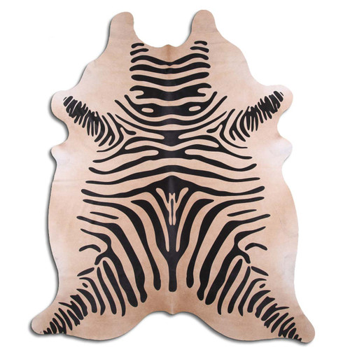 Printed Zebra Beige Cowhide Rug - Large